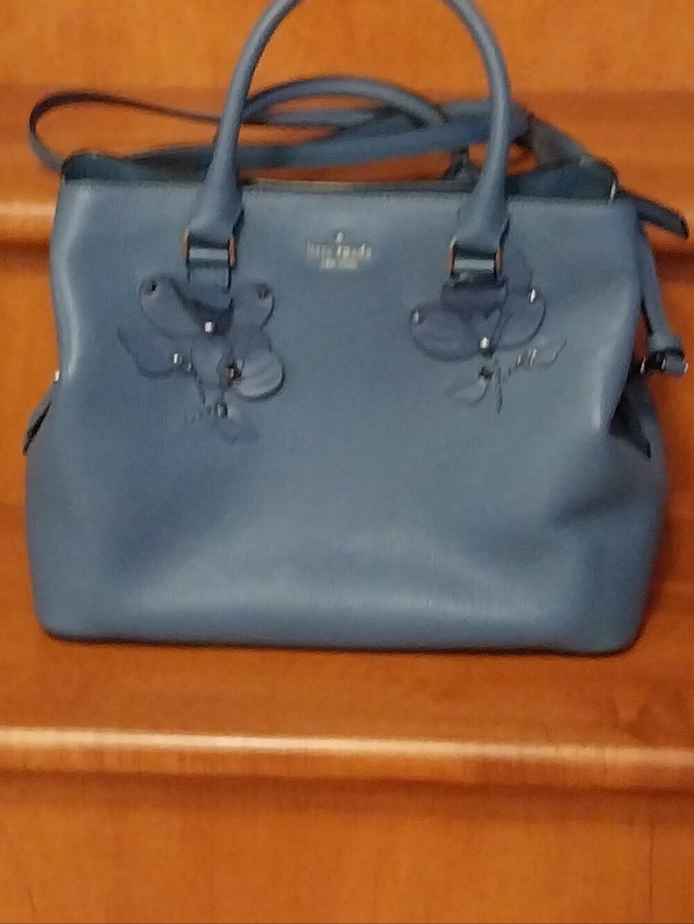 kate spade Blue Floral Leather Appliqué Satchel